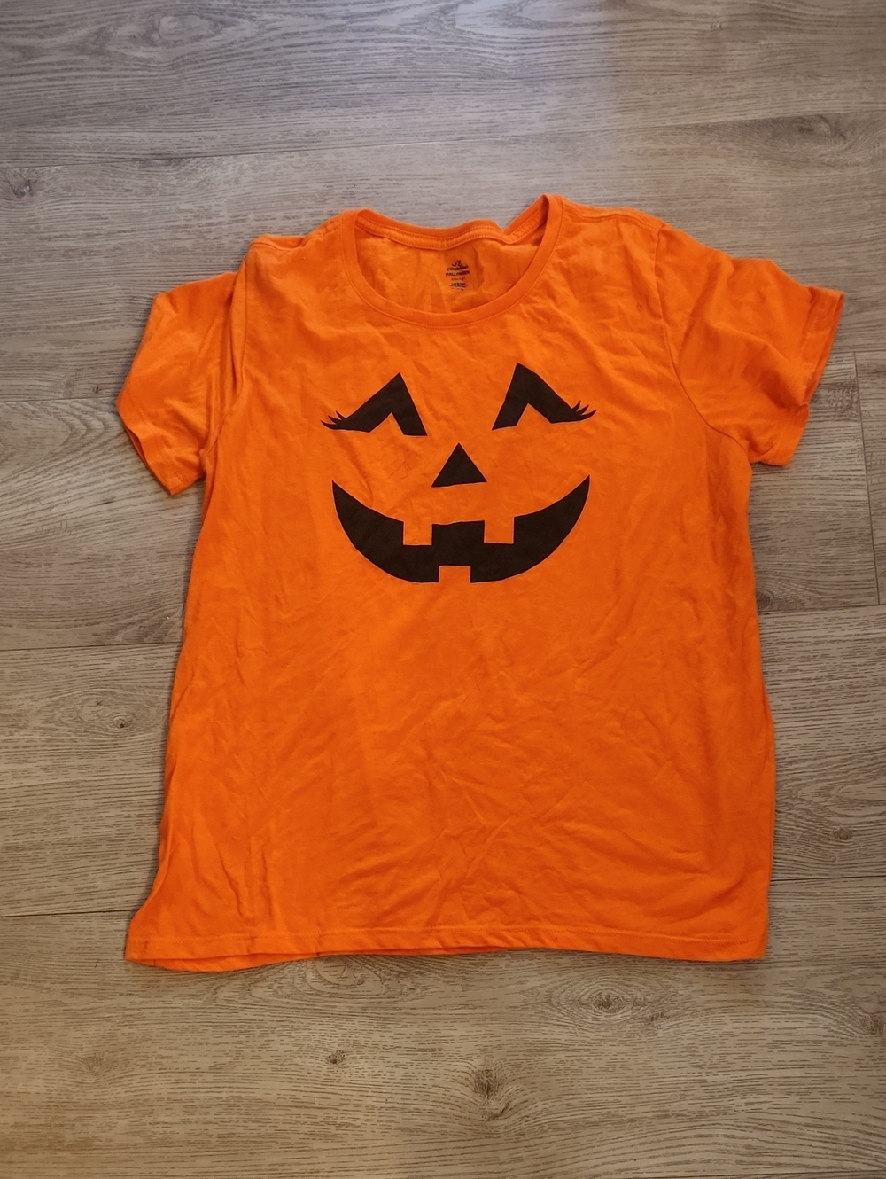 Juniors Orange Halloween Pumpkin Tee